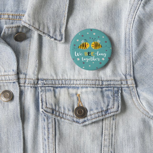 Wir sind zusammen mit Bienen und Blume Valentine Button (Beispiel)