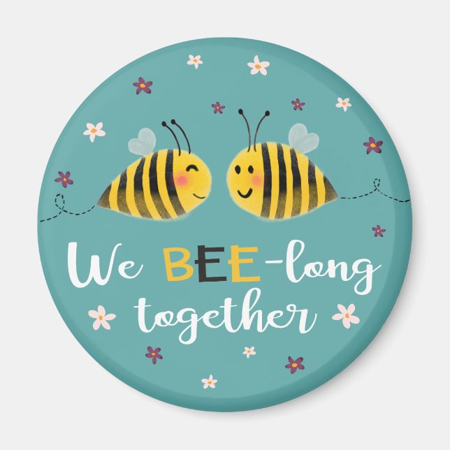Wir sind zusammen mit Bienen und Blume Valentine Magnet (Vorne)