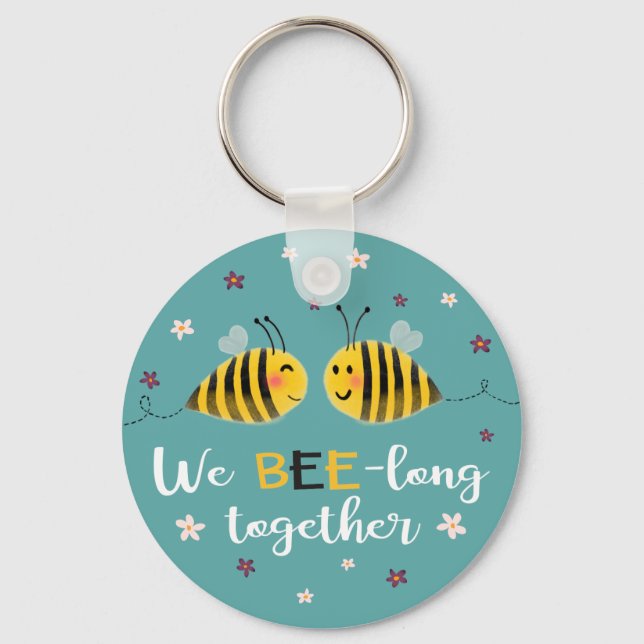 Wir sind zusammen mit Bienen und Blume Valentine Schlüsselanhänger (Vorderseite)
