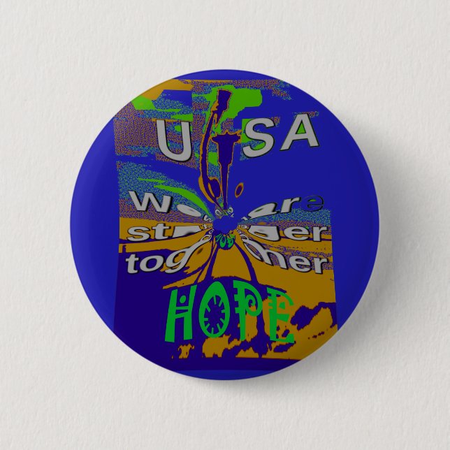Wir sind zusammen stärker witzig USA Hope Patterns Button (Vorderseite)
