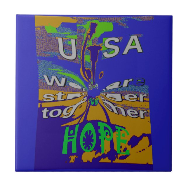 Wir sind zusammen stärker witzig USA Hope Patterns Fliese (Vorderseite)