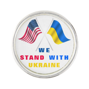 Wir stehen mit der Ukraine - US-Flagge - ukrainisc Anstecknadel