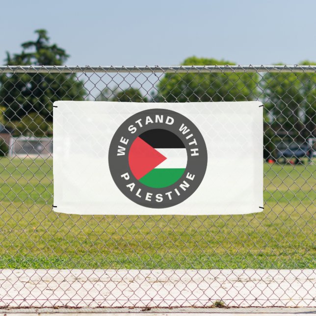 Wir stehen mit palästinensischer Zoll-Text-Flagge  Banner (Insitu)