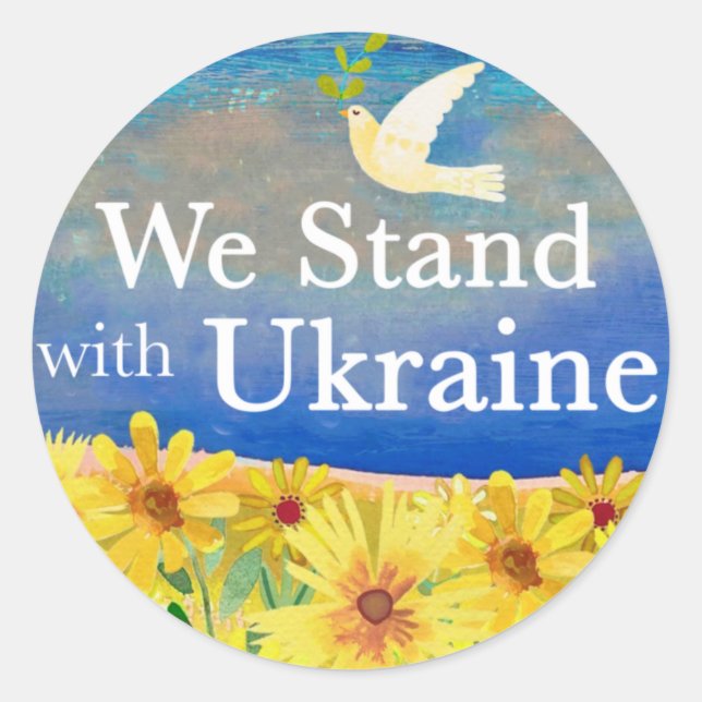 WIR STEHEN MIT UKRAINE-Stickern Runder Aufkleber (Vorderseite)