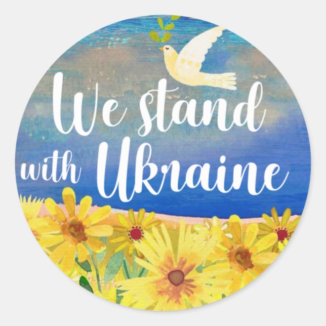 WIR STEHEN MIT UKRAINE-Stickern Runder Aufkleber (Vorderseite)