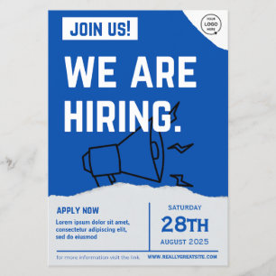 Wir stellen ein, haben einen Job, eine offene Stel Flyer