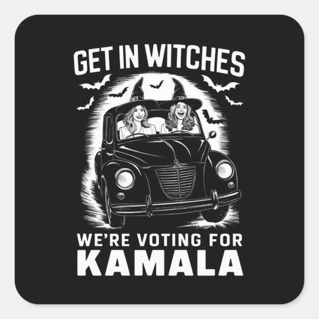 Wir stimmen für Kamala Halloween Quadratischer Aufkleber (Vorderseite)