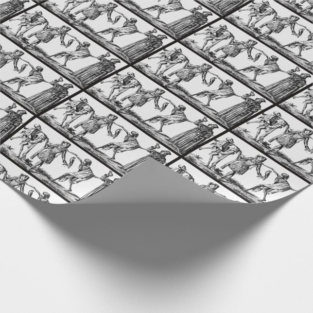 "Wir tanzen mit Todes" schwarze Pest-Packpapier Geschenkpapier (Ecke)