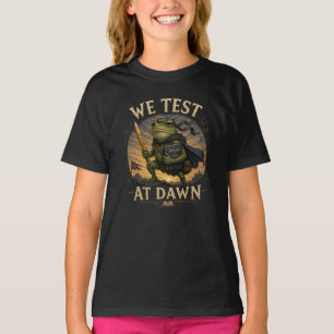 Wir testen bei Morgengrauen Lustiger Schul-Frosch- T-Shirt