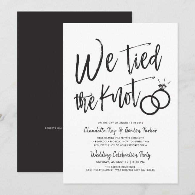 Wir tippen den Knoten | Post Wedding Party Einladung (Vorne/Hinten)