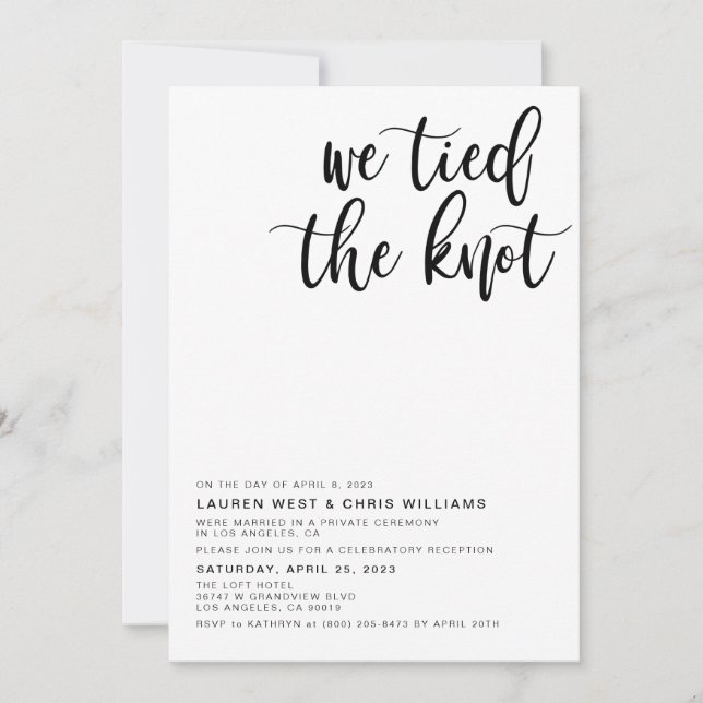 Wir tippten die Einladung zur Hochzeitsempfehlung  (Vorderseite)
