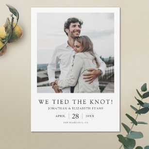 Wir tippten die Hochzeit des Knot-Modernen Fotos Ankündigung