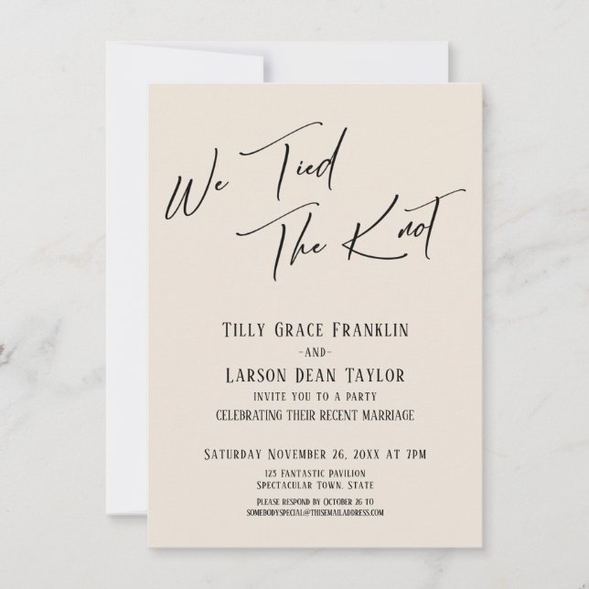 Wir tippten die Knot Simple Elegant Typografy Crea Einladung (Vorderseite)