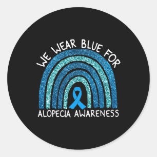 Wir tragen Blau für Alopezie Sensibilisierung Rege Runder Aufkleber