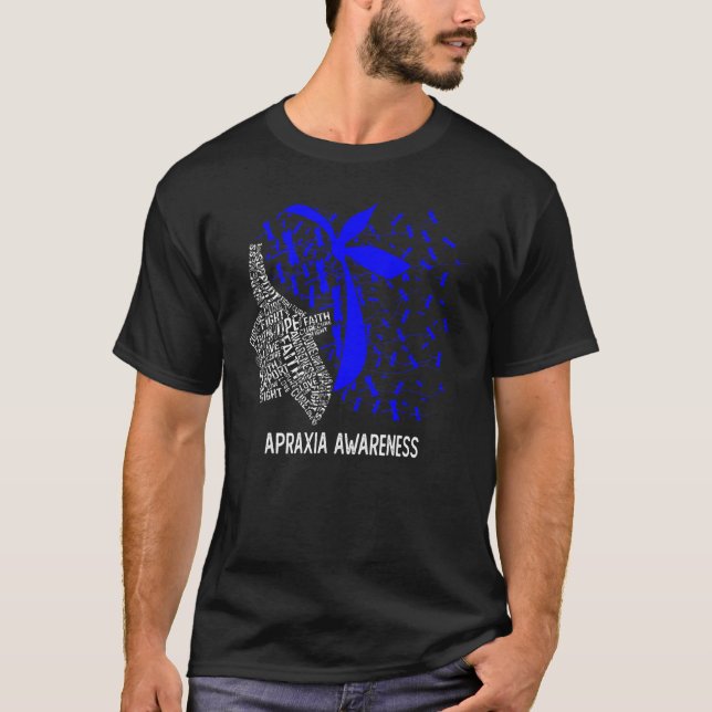 Wir tragen Blau für Apraxie-Bewusstsein T-Shirt (Vorderseite)
