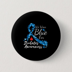 Wir tragen Blau für Diabetes Awareness Blue Ribbon Button