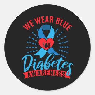 Wir tragen Blau für Diabetes-Bewusstsein Runder Aufkleber
