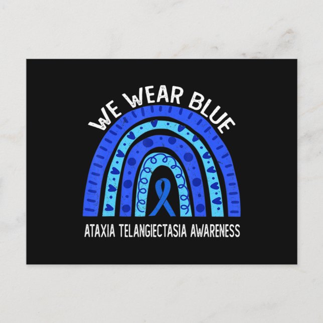 Wir tragen Blue for Ataxia Telangiectasia Awarenes Postkarte (Vorderseite)