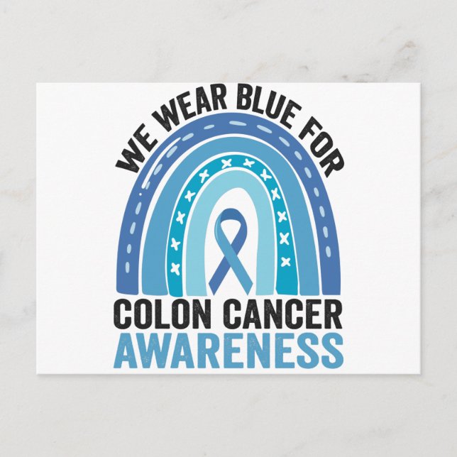 Wir tragen Blue for Colon Cancer Awareness Geschen Postkarte (Vorderseite)