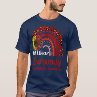 Wir tragen Burgundy Amyloidose Awareness Rainbow T-Shirt