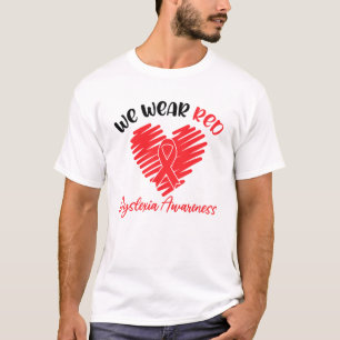 Wir tragen eine rote Dyslexie T-Shirt