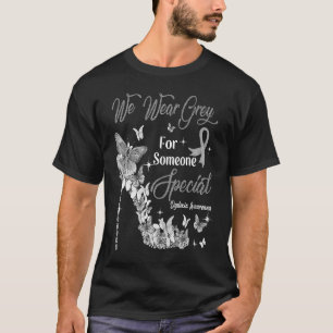 Wir tragen graue Schmetterlinge Dyslexie Bewusstse T-Shirt