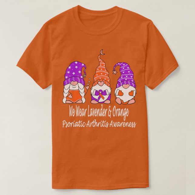 Wir tragen Lavendel-Orange bei Psoriasis-Arthritis T-Shirt (Design vorne)