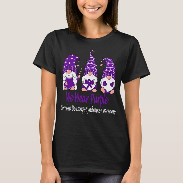 Wir tragen Lila für Cornelia De Lange Syndrom Awar T-Shirt (Vorderseite)
