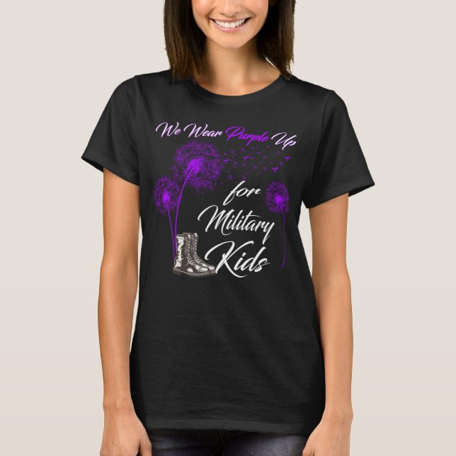 Wir tragen Lila für militärische Kinder, militäris T-Shirt (Vorderseite)