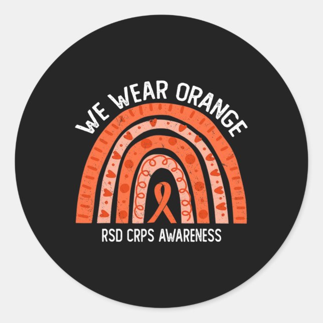 Wir tragen Orange für RSD Crps Sensibilität Runder Aufkleber (Vorderseite)