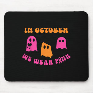 Wir tragen Pink Pumpkin Ghost Halloween Brustkrebs Mousepad