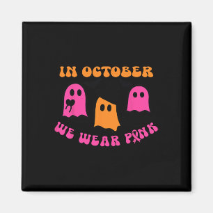 Wir tragen rosa Kürbis-Geist Halloween Brustkrebs Magnet