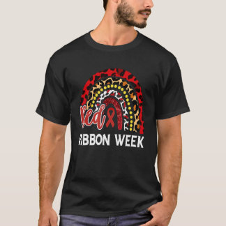 Wir tragen Rot für Red Ribbon Week Awareness Leopa T-Shirt