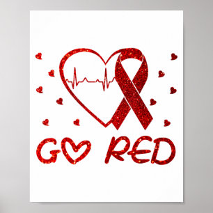 Wir tragen Rot im Februar Go Red Herzkrankheit bew Poster