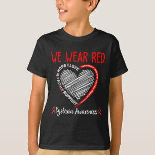 Wir tragen rote Dyslexie Bewusstseinsbildung Monat T-Shirt