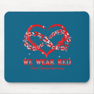 Wir tragen roten Schmetterlingsherz Herzkrankheit Mousepad