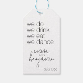 Wir trinken Essenstanz - Moderne Hochzeit Geschenkanhänger