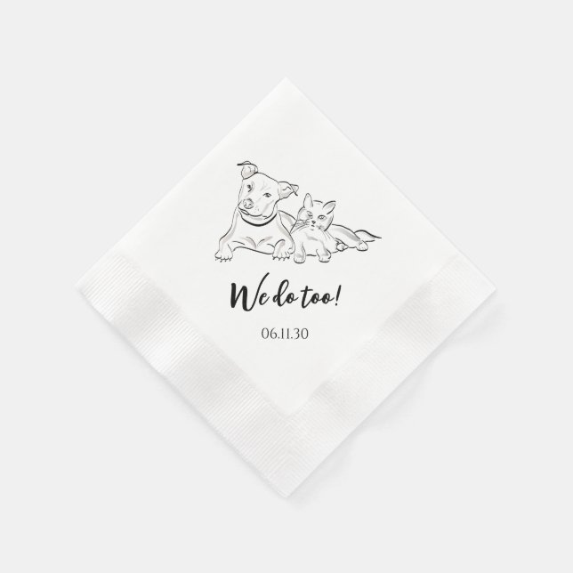 Wir tun das auch! Hunde und Katzen Hochzeitsempfan Serviette (Ecke)