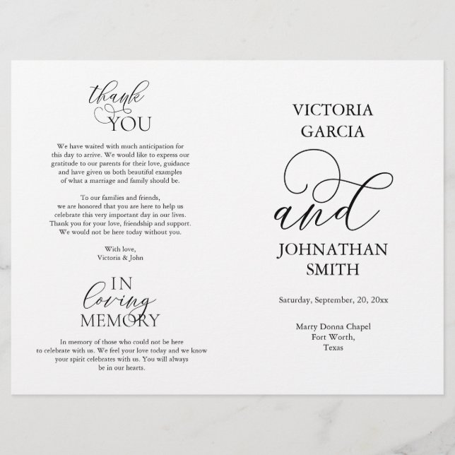 Wir tun das, das Programm für die Hochzeitsfeier i (Vorderseite)