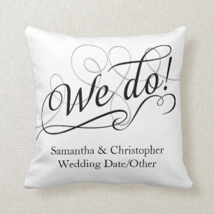 Wir tun das, weißer Hochzeitswirn Kissen