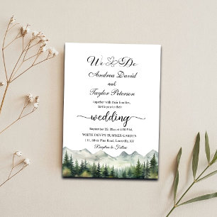 'Wir tun es'-Berge und Kiefern Elegante Hochzeit Einladung