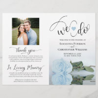 Wir tun es! Dusty Blue Rose DIY Fold Wedding Progr