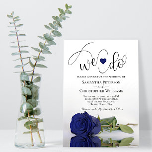 Wir tun es! Elegante blaue Rose Romantische Hochze Einladung