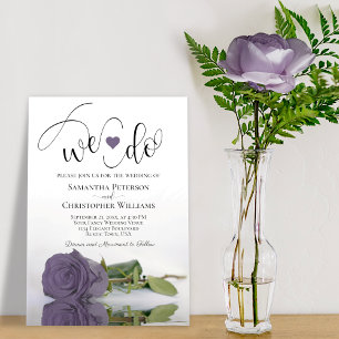 Wir tun es! Elegante Lila Rose Romantische Hochzei Einladung