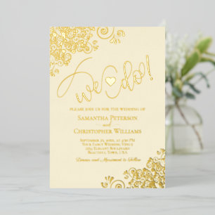 Wir tun es! Niedliche Hochzeit Elfenbeincreme & Go Folieneinladung