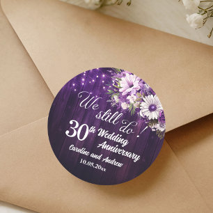 Wir tun es noch 30. Hochzeitstag Lichterkette Runder Aufkleber