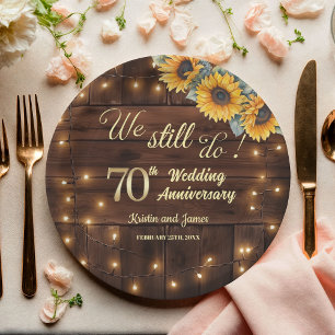 Wir tun es noch 70. Hochzeitsjubiläum Lichterkette Pappteller