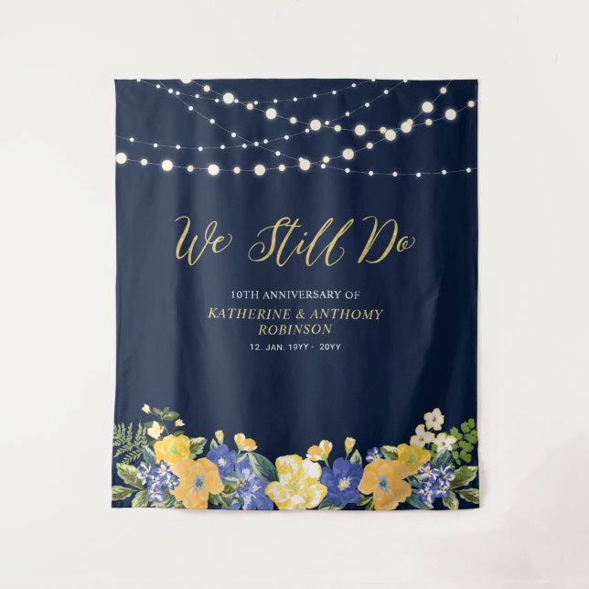 Wir tun es noch | String Lights Wedding Anniversar Wandteppich (Vorderseite)