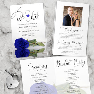 Wir tun es! Royal Blue Rose DIY Fold Wedding Progr