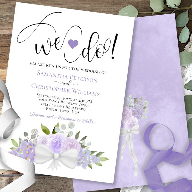 Wir tun es! Rustic Lavender Lila Boho Floral Weddi Einladung (Von Creator hochgeladen)
